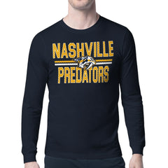 Nashville Predators Starter Mesh Look Team Name Long Sleeve T-Shirt Sale