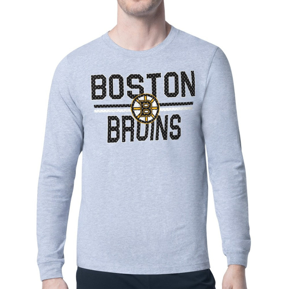 Boston Bruins Starter Mesh Look Team Name Logo Long Sleeve T-Shirt For Sale