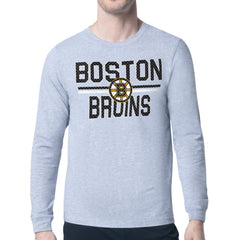 Boston Bruins Starter Mesh Look Team Name Logo Long Sleeve T-Shirt For Sale