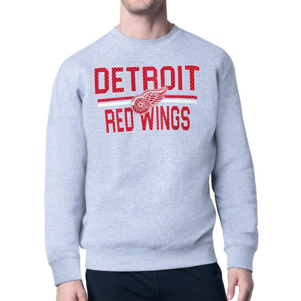 Detroit Red Wings Starter Mesh Look Team Name Logo Pullover Sweatshirt On Sale