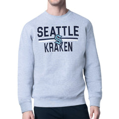 Seattle Kraken Starter Mesh Look Team Name Logo Pullover Sweatshirt On Sale