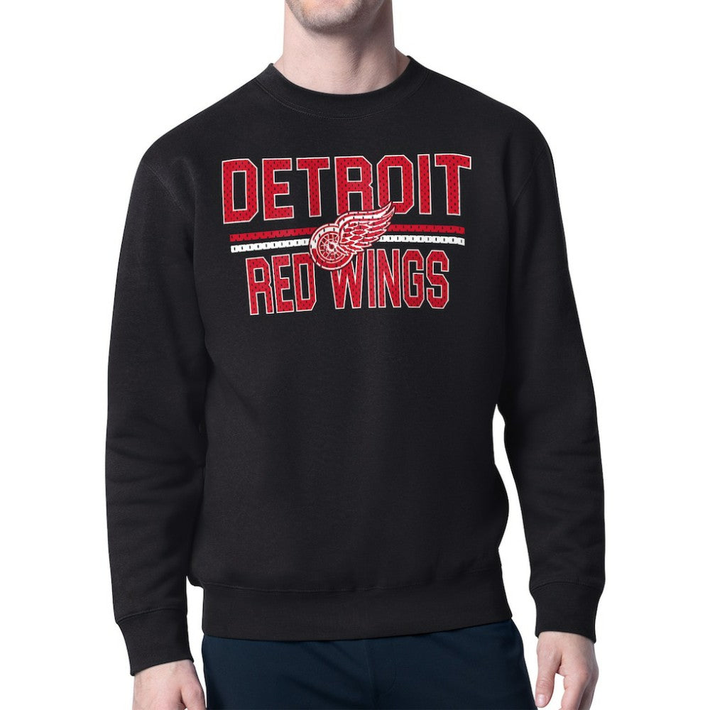Detroit Red Wings Starter Mesh Look Team Name Logo Pullover Sweatshirt Outlet