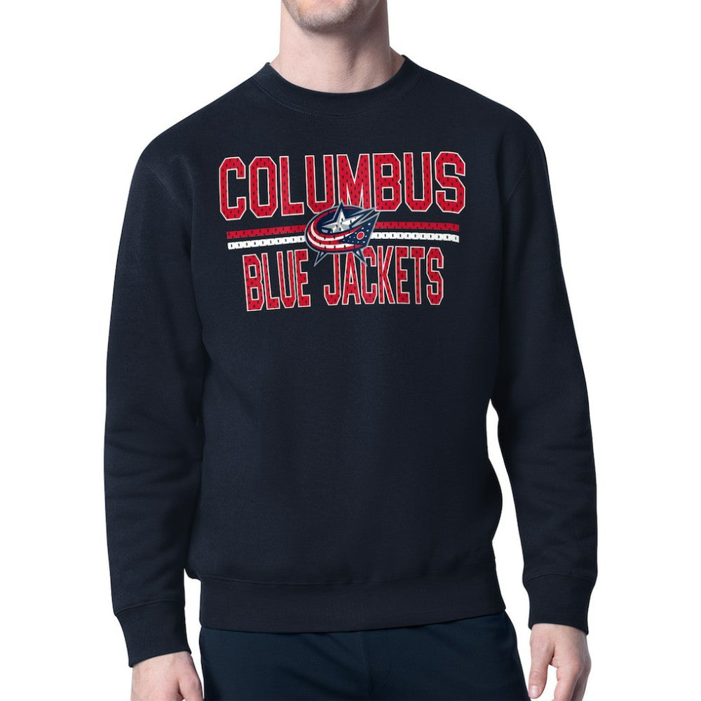 Columbus Blue Jackets Starter Mesh Look Team Name Logo Pullover Sweatshirt Online