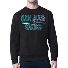 San Jose Sharks Starter Mesh Look Team Name Logo Pullover Sweatshirt For Sale