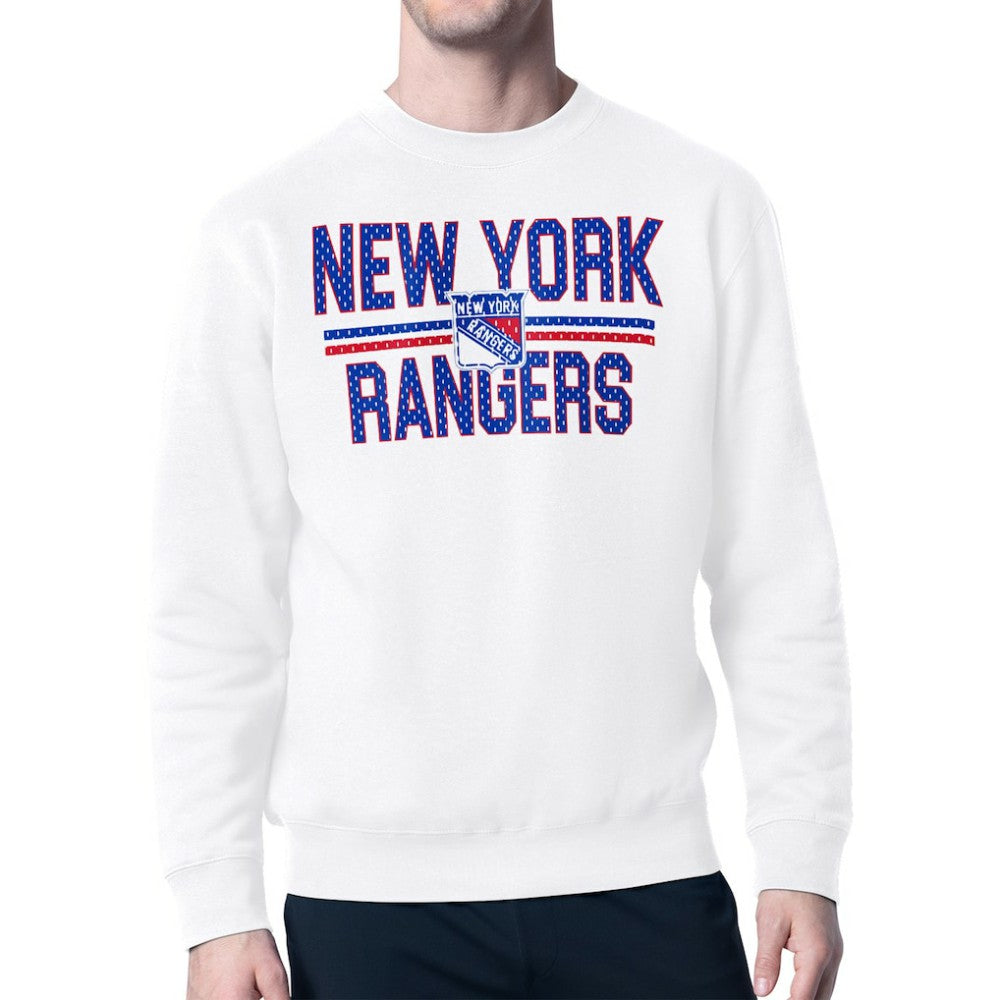 New York Rangers Starter Mesh Look Team Name Logo Pullover Sweatshirt On Sale