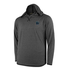 Miami Marlins Butter Stripe Tri-Blend Long Sleeve Hoodie T-Shirt - Black | MLB On Sale