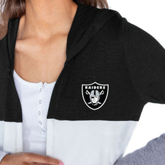 Las Vegas Raiders Gameday Couture Women's Tri-Blend Color Block Lightweight Cardigan Hoodie