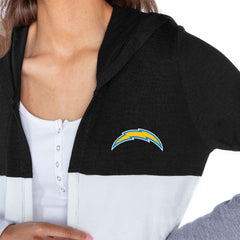 Los Angeles Chargers Gameday Couture Women's Tri-Blend Color Block Lightweight Cardigan Hoodie