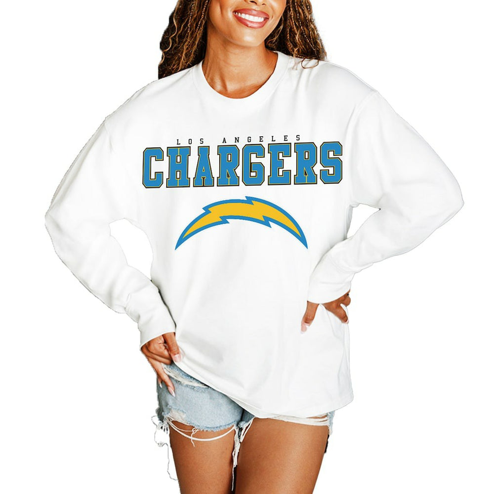 Los Angeles Chargers Gameday Couture Women's Big Goals Oversized Long Sleeve T-Shirt