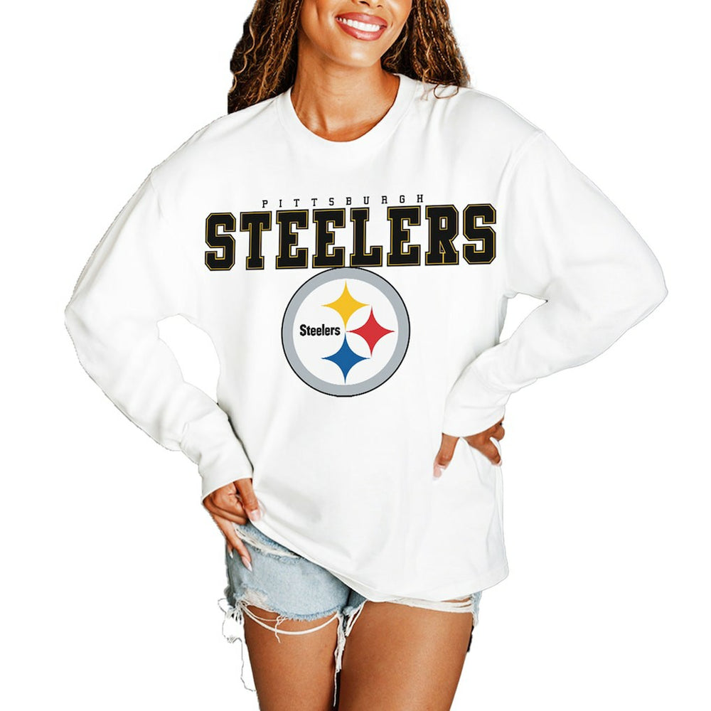 Pittsburgh Steelers Gameday Couture Women's Big Goals Oversized Long Sleeve T-Shirt