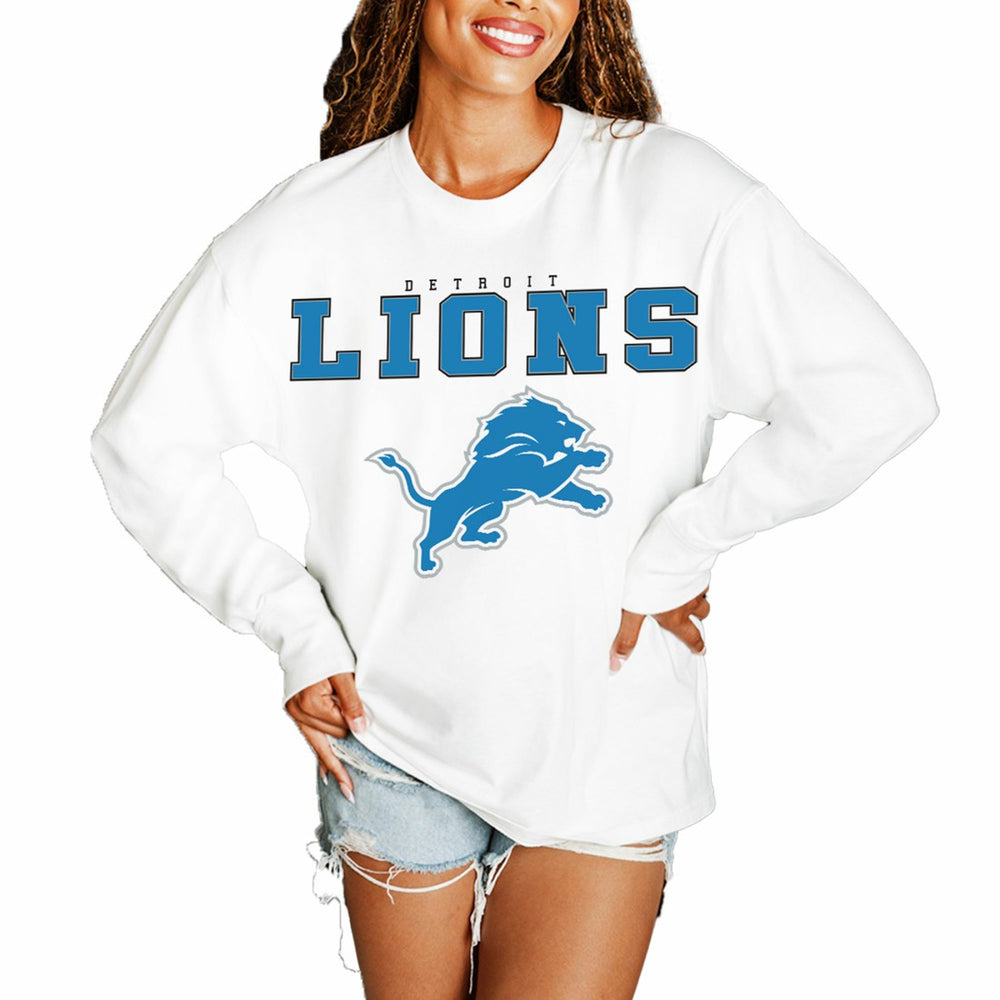Detroit Lions Gameday Couture Women's Big Goals Oversized Long Sleeve T-Shirt