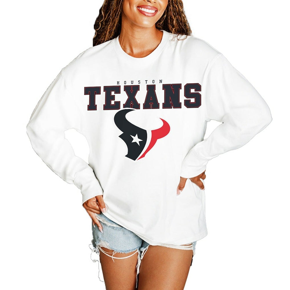 Houston Texans Gameday Couture Women's Big Goals Oversized Long Sleeve T-Shirt