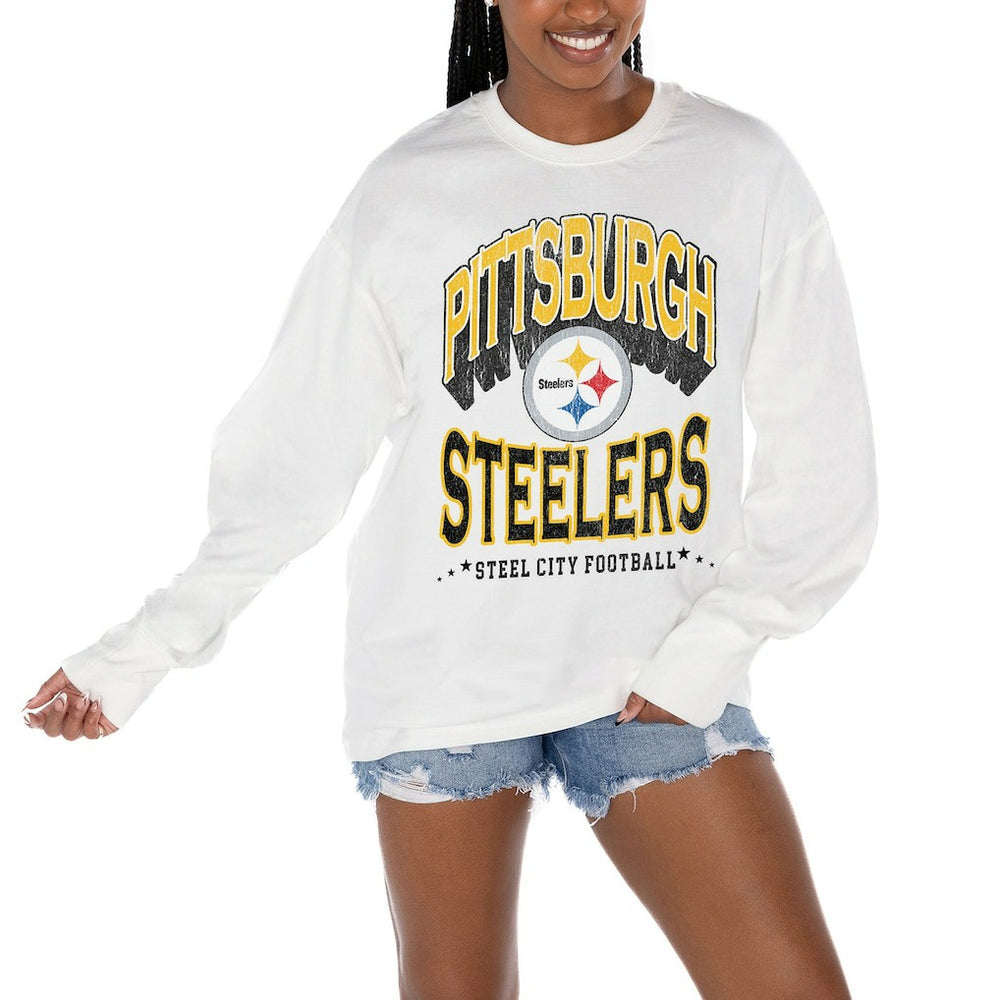 Pittsburgh Steelers Gameday Couture Women's Time Out Oversized Long Sleeve T-Shirt