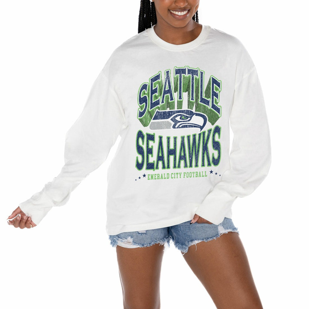Seattle Seahawks Gameday Couture Women's Time Out Oversized Long Sleeve T-Shirt