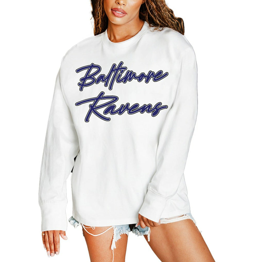 Baltimore Ravens Gameday Couture Women's Classic Comeback Oversized Long Sleeve T-Shirt