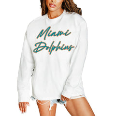 Miami Dolphins Gameday Couture Women's Classic Comeback Oversized Long Sleeve T-Shirt