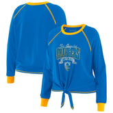 Los Angeles Chargers WEAR by Erin Andrews Women's Plus Size Tie-Front Long Sleeve Top