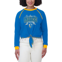 Los Angeles Chargers WEAR by Erin Andrews Women's Plus Size Tie-Front Long Sleeve Top