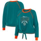 Miami Dolphins WEAR by Erin Andrews Women's Plus Size Tie-Front Long Sleeve Top