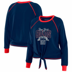 New York Giants WEAR by Erin Andrews Women's Plus Size Tie-Front Long Sleeve Top