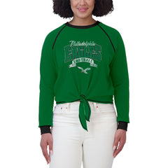 Philadelphia Eagles WEAR by Erin Andrews Women's Plus Size Tie-Front Long Sleeve Top