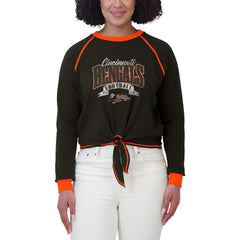 Cincinnati Bengals WEAR by Erin Andrews Women's Plus Size Tie-Front Long Sleeve Top