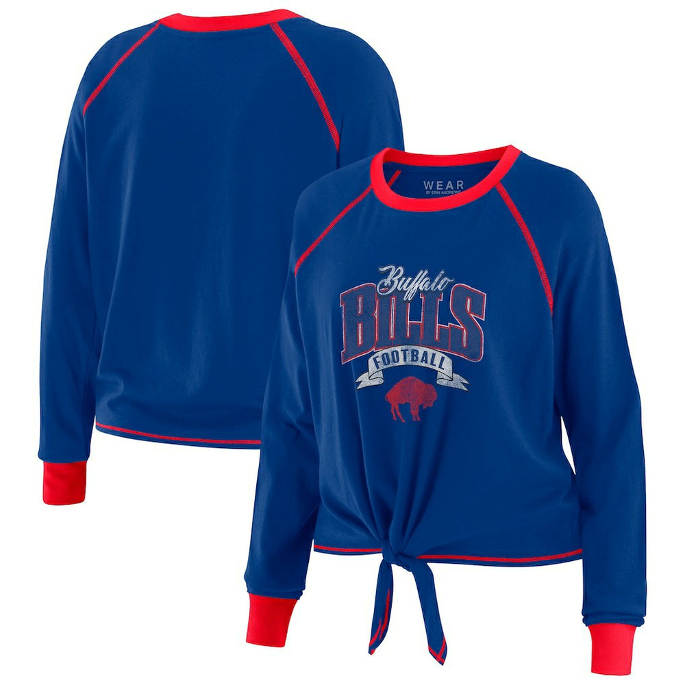 Buffalo Bills WEAR by Erin Andrews Women's Plus Size Tie-Front Long Sleeve Top