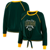 Green Bay Packers WEAR by Erin Andrews Women's Plus Size Tie-Front Long Sleeve Top