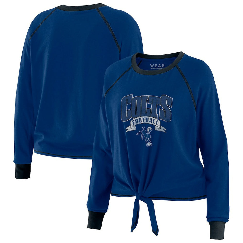 Indianapolis Colts WEAR by Erin Andrews Women's Plus Size Tie-Front Long Sleeve Top
