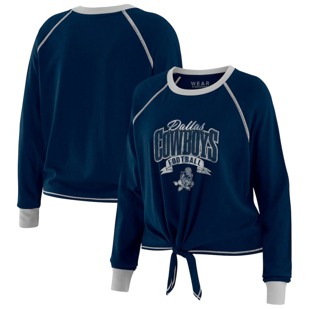 Dallas Cowboys WEAR by Erin Andrews Women's Plus Size Tie-Front Long Sleeve Top
