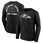 Baltimore Ravens Personalized Name & Number Monochrome Long Sleeve T-Shirt
