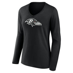 Baltimore Ravens Women's Personalized Name & Number Monochrome Long Sleeve V-Neck T-Shirt