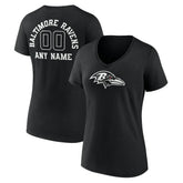 Baltimore Ravens Women's Personalized Name & Number Monochrome V-Neck T-Shirt