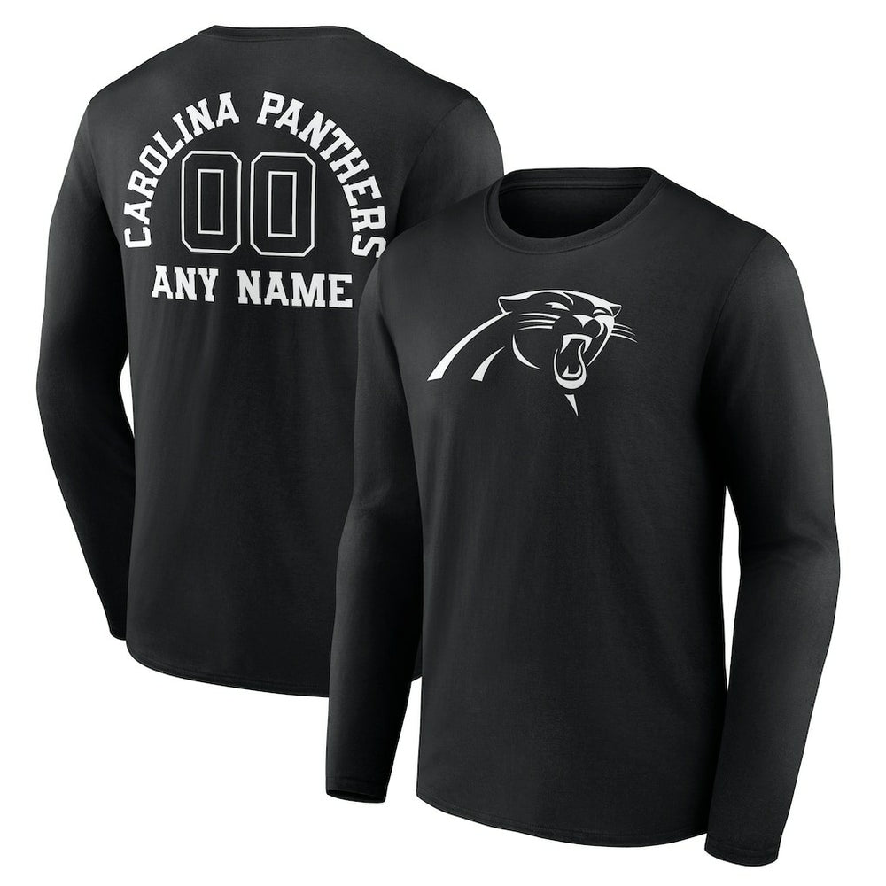 Carolina Panthers Personalized Name & Number Monochrome Long Sleeve T-Shirt