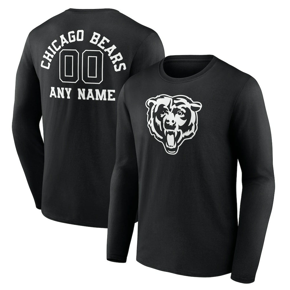 Chicago Bears Personalized Name & Number Monochrome Long Sleeve T-Shirt