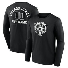 Chicago Bears Personalized Name & Number Monochrome Long Sleeve T-Shirt