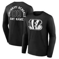 Cincinnati Bengals Personalized Name & Number Monochrome Long Sleeve T-Shirt