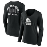 Cleveland Browns Women's Personalized Name & Number Monochrome Long Sleeve V-Neck T-Shirt