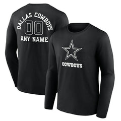 Dallas Cowboys Personalized Name & Number Monochrome Long Sleeve T-Shirt