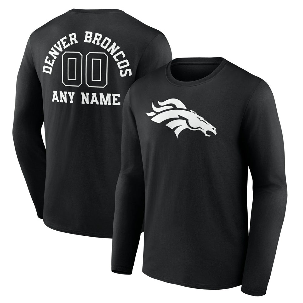 Denver Broncos Personalized Name & Number Monochrome Long Sleeve T-Shirt