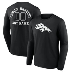 Denver Broncos Personalized Name & Number Monochrome Long Sleeve T-Shirt