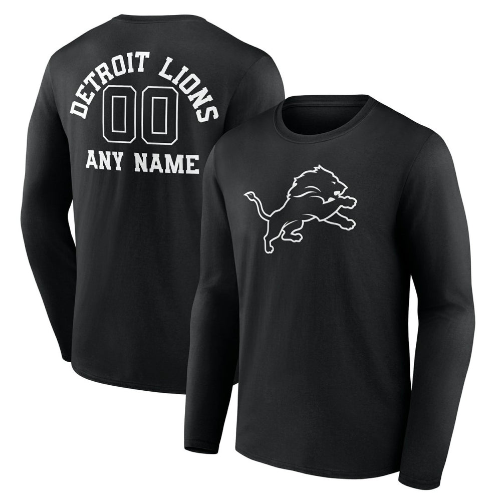 Detroit Lions Personalized Name & Number Monochrome Long Sleeve T-Shirt