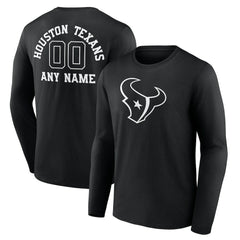 Houston Texans Personalized Name & Number Monochrome Long Sleeve T-Shirt