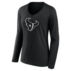 Houston Texans Women's Personalized Name & Number Monochrome Long Sleeve V-Neck T-Shirt