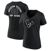 Houston Texans Women's Personalized Name & Number Monochrome V-Neck T-Shirt