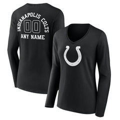 Indianapolis Colts Women's Personalized Name & Number Monochrome Long Sleeve V-Neck T-Shirt