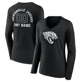 Jacksonville Jaguars Women's Personalized Name & Number Monochrome Long Sleeve V-Neck T-Shirt
