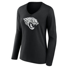 Jacksonville Jaguars Women's Personalized Name & Number Monochrome Long Sleeve V-Neck T-Shirt