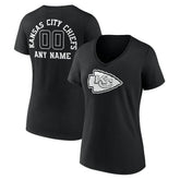 Kansas City Chiefs Women's Personalized Name & Number Monochrome V-Neck T-Shirt