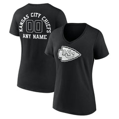 Kansas City Chiefs Women's Personalized Name & Number Monochrome V-Neck T-Shirt